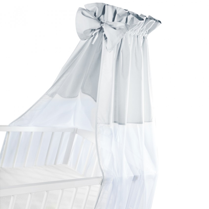 Baldachim do łóżeczka uniwersalny z kokardą Popiel 150x200 cm  Baldachim_Popiel