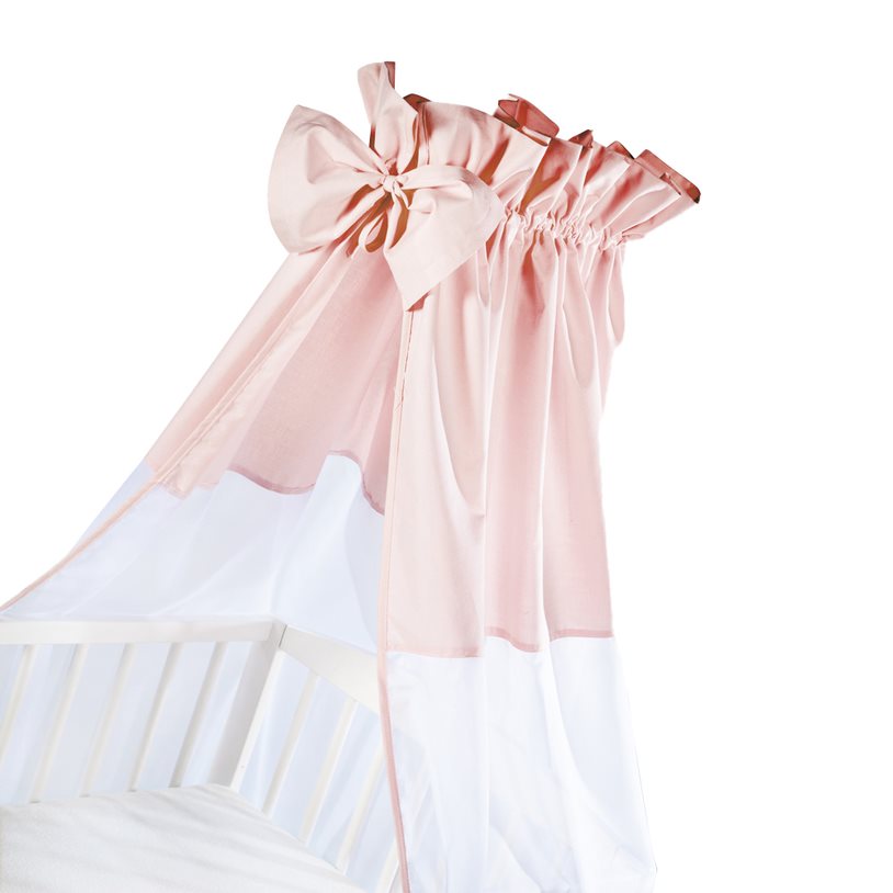 Baldachim do łóżeczka uniwersalny z kokardą Brudny Róż 150x200 cm  baldachim_brudny_roz