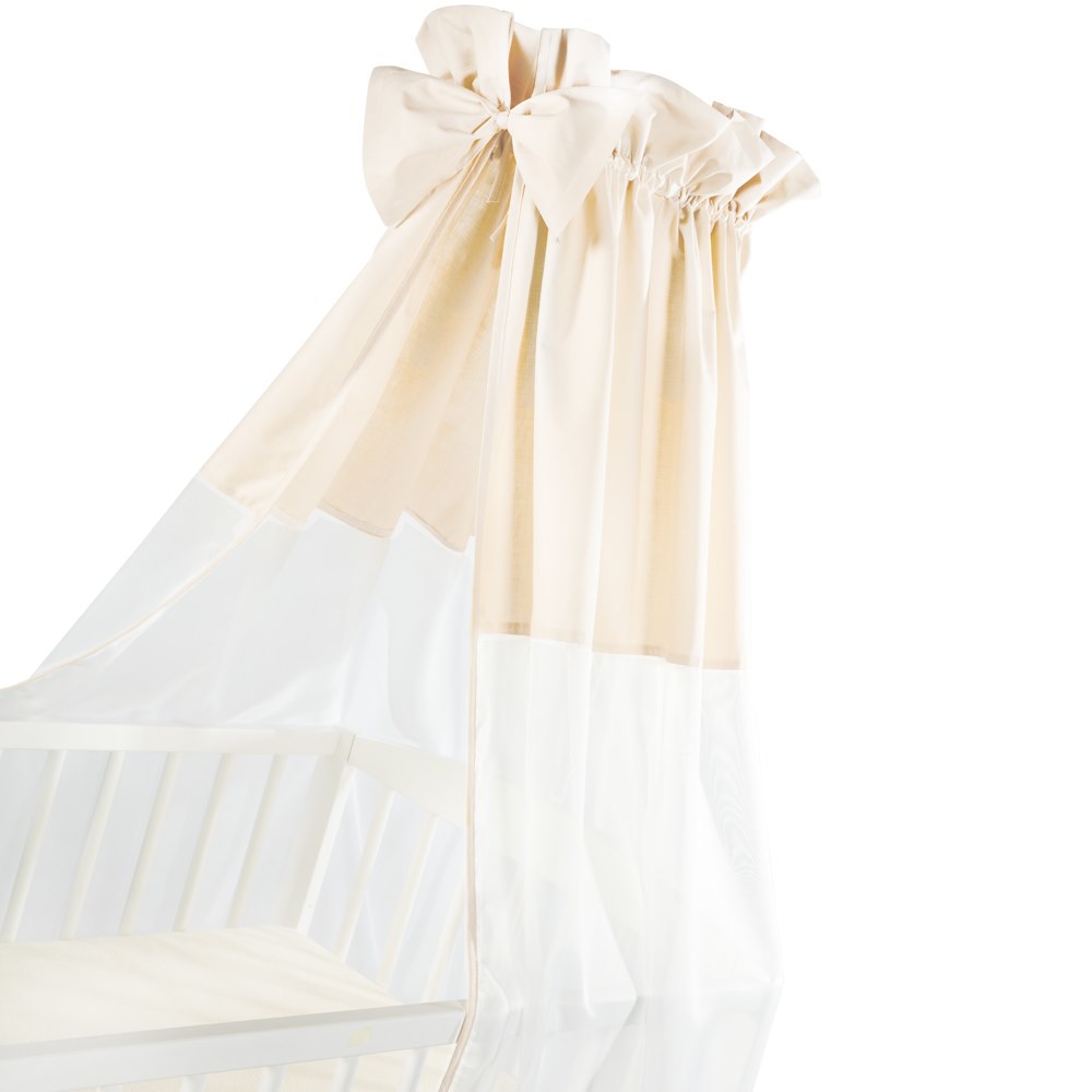 Baldachim do łóżeczka uniwersalny z kokardą Jasny Beż 150x200 cm  baldachim_jasny_bez