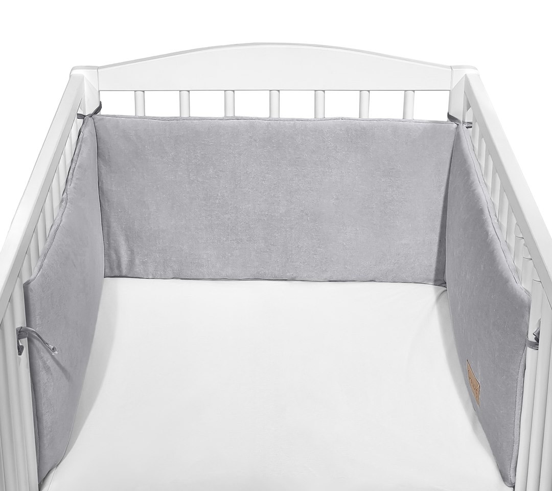 Ochraniacz do łóżeczka Welurowy 180x30 cm Popiel CC3 ochraniacz_CC3_popiel