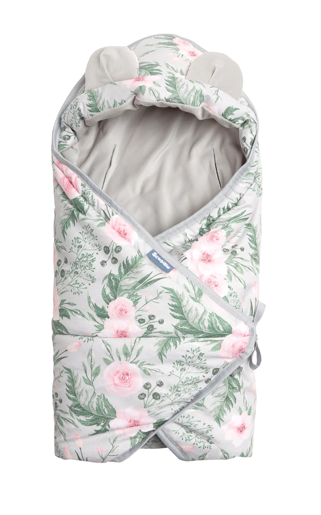 Otulacz do fotelika 90x90 cm Velvet Kwiaty Szary Otulacz_do_fotelika_Velvet_Kwiaty_szary1