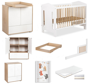 Zestaw mebli dziecięcych z Łóżeczkiem z Materacem z Przewijakiem Buk Biały IDA