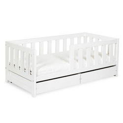 Łóżeczko Dziecięce Drewniane 80x160 z Barierką z Szufladami Biały AMELIA