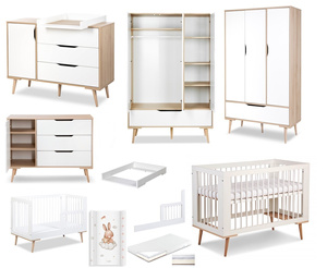 Zestaw mebli dziecięcych z Łóżeczkiem z Materacem z Przewijakiem Białe Buk SOFIE