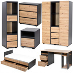 Zestaw mebli młodzieżowych z Biurkiem Antracyt Dąb DALIA