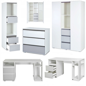 Zestaw mebli młodzieżowych z Biurkiem Białe Popiel DALIA