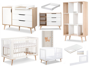Zestaw mebli dziecięcych z Łóżeczkiem z Materacem z Przewijakiem Białe Buk SOFIE