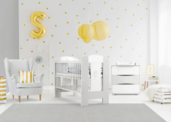 Zestaw mebli dziecięcych z Łóżeczkiem Białe Popiel NATI