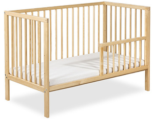 ŁÓŻECZKO Dziecięce Drewniane z Barierką 120x60 Sosna FRANIA