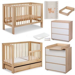 Zestaw mebli dziecięcych z Łóżeczkiem Olivia z Materacem z Przewijakiem Buk Popiel DALIA