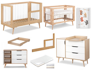 Zestaw mebli dziecięcych z Łóżeczkiem z Materacem z Przewijakiem Białe Buk SOFIE