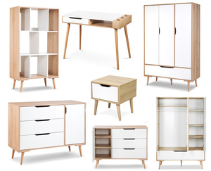 Zestaw mebli młodzieżowych z Biurkiem Białe Buk SOFIE