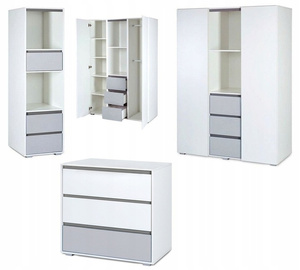 Zestaw mebli dziecięcych/młodzieżowych z Szafa Regał Komoda Białe Popiel DALIA
