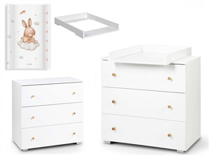 Komoda z Szufladami z Przewijakiem Nakładka na Komodę Biała Sosna KAROLINA + Mata
