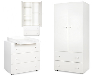 Zestaw mebli dziecięcych/młodzieżowych z Szafa, Komoda, Biały PAULA
