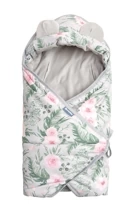 Otulacz do fotelika 90x90 cm Velvet Kwiaty Szary