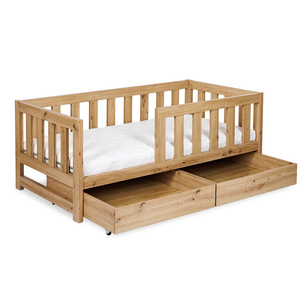 Łóżeczko Dziecięce Drewniane 80x160 z Barierką z Szufladami Dąb AMELIA