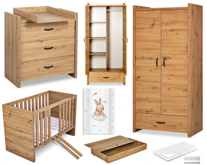 Zestaw mebli dziecięcych z Łóżeczkiem z Materacem z Przewijakiem Dąb AMELIA II