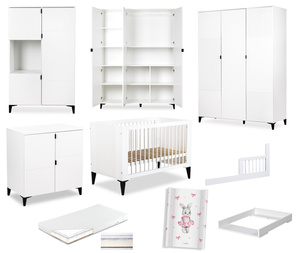 Zestaw mebli dziecięcych z Łóżeczkiem z Materacem z Przewijakiem Biały MIA