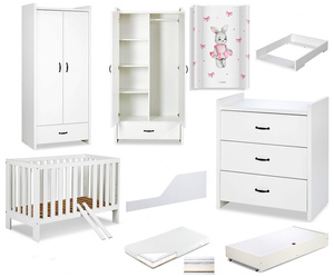 Zestaw mebli dziecięcych z Łóżeczkiem z Materacem z Przewijakiem Białe AMELIA II