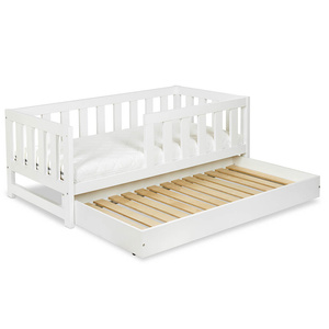 Łóżeczko Dziecięce Drewniane 80x160 z Barierką z Szufladami Biały AMELIA