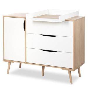 Komoda z Szufladami z Przewijakiem Nakładka na Komodę Duża Biała Buk SOFIE Skandynawska