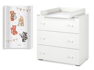 Komoda z Szufladami z Przewijakiem Nakładka na Komodę Biała PAULA II + Mata