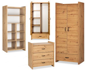 Zestaw mebli dziecięcych / młodzieżowych z Szafa, Regał, Komoda Dąb AMELIA