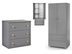 Zestaw mebli dziecięcych / młodzieżowych z Szafa, Komoda Grafit Sosna PAULINE