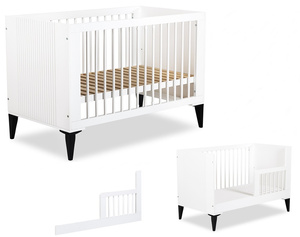 ŁÓŻECZKO Dziecięce Drewniane z Barierką 120x60 Białe MIA