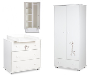 Zestaw mebli dziecięcych/młodzieżowych z Szafa, Komoda Białe SAFARI ŻYRAFKA