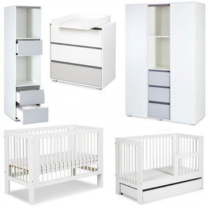 Zestaw mebli dziecięcych z Łóżeczkiem Olivia Białe Popiel DALIA