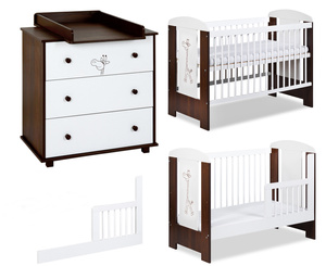 Zestaw mebli dziecięcych z Łóżeczkiem Białe Orzech ŻYRAFKA