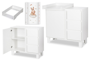 Komoda z Półkami z Przewijakiem Nakładka na Komodę Biała Olivia + Mata