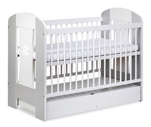 ŁÓŻECZKO Dziecięce Drewniane 120x60 z Pojemnikiem Białe Popiel NATI