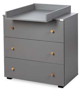 Komoda z Szufladami z Przewijakiem Nakładka na Komodę Duża Loft Grafit Sosna PAULINE