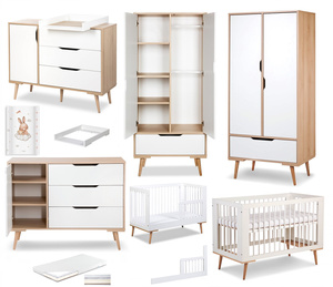 Zestaw mebli dziecięcych z Łóżeczkiem z Materacem z Przewijakiem Białe Buk SOFIE