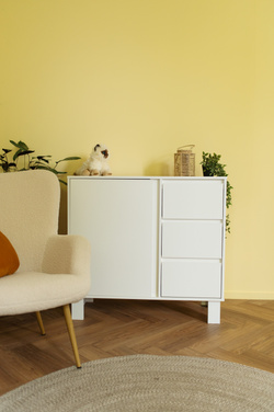 Komoda z Szufladami z Półkami Duża Komoda Pojemna Biała OLIVIA