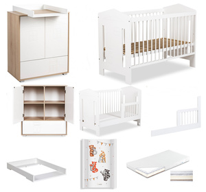 Zestaw mebli dziecięcych z Łóżeczkiem z Materacem z Przewijakiem Buk Biały IDA