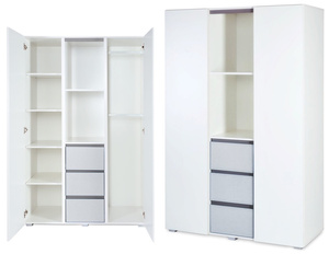 Szafa Duża z Szufladami z Półkami z Drążkiem - Wymiary 183x120 cm -Biała Popiel DALIA