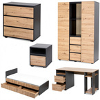 Zestaw mebli młodzieżowych z Biurkiem Antracyt Dąb DALIA