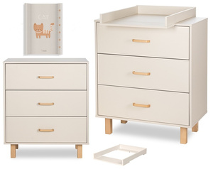 Komoda z Szufladami z Przewijakiem Nakładka na Komodę Szampan Buk LAURA + Mata