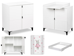 Komoda Mini z Półkami z Przewijakiem Nakładka na Komodę Biała MIA + Mata