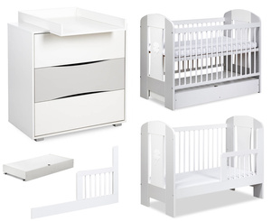 Zestaw mebli dziecięcych z Łóżeczkiem Białe Popiel NATI
