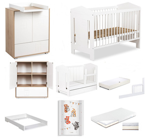 Zestaw mebli dziecięcych z Łóżeczkiem z Materacem z Przewijakiem Buk Biały IDA