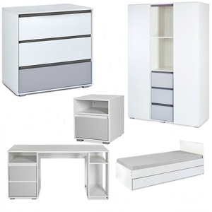 Zestaw mebli młodzieżowych z Biurkiem Białe Popiel DALIA