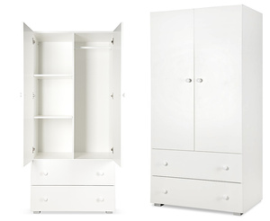 Szafa Dwudrzwiowa z Szufladami z Drążkiem z Półkami - Wymiary 183x80 cm - Biała PAULA