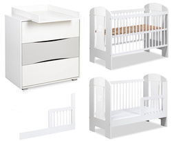 Zestaw mebli dziecięcych z Łóżeczkiem Białe Popiel NATI