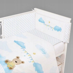 Pościel 2 elementowa dziecięca z nadrukiem 135x100 Teddy Niebieski K070