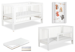  ŁÓŻECZKO Dziecięce Drewniane 140x70 Białe Tapczanik Olivia+ Materac